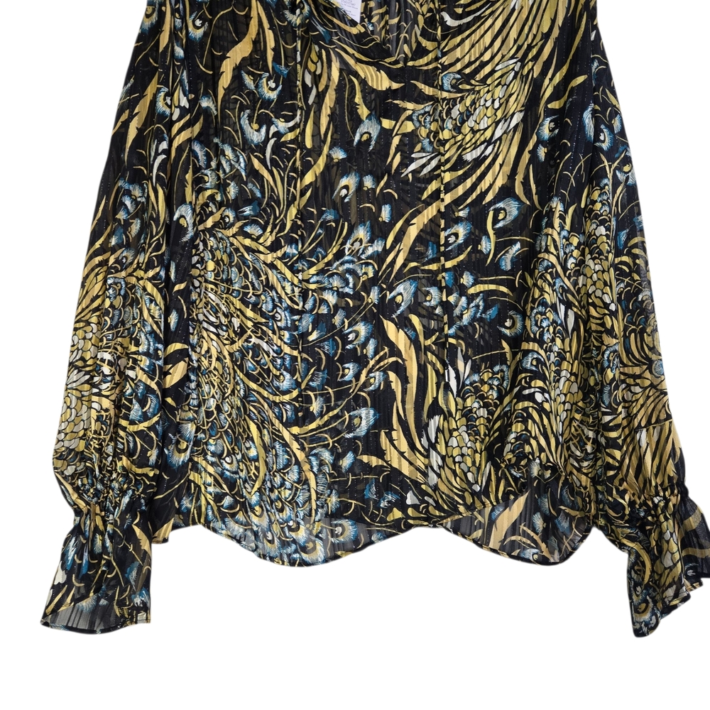 WHBM Women Size XL Elegant Silky Tunic Print Women's Blouse NWT - Picture 2 of 12